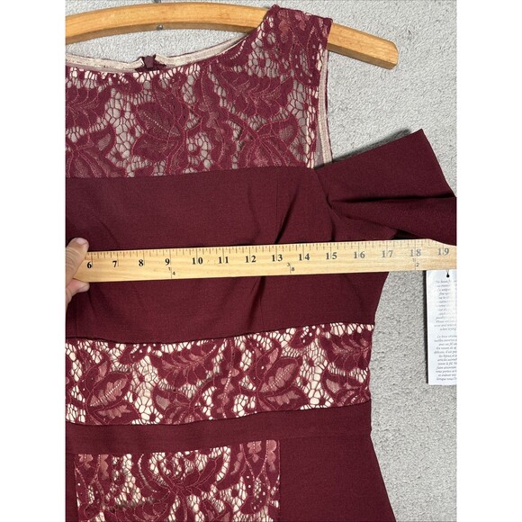 NWT Maggy London Cocktail‎ Dress Women’s Size 8 Wine Lace Romantic Holiday Sexy - Picture 6 of 16